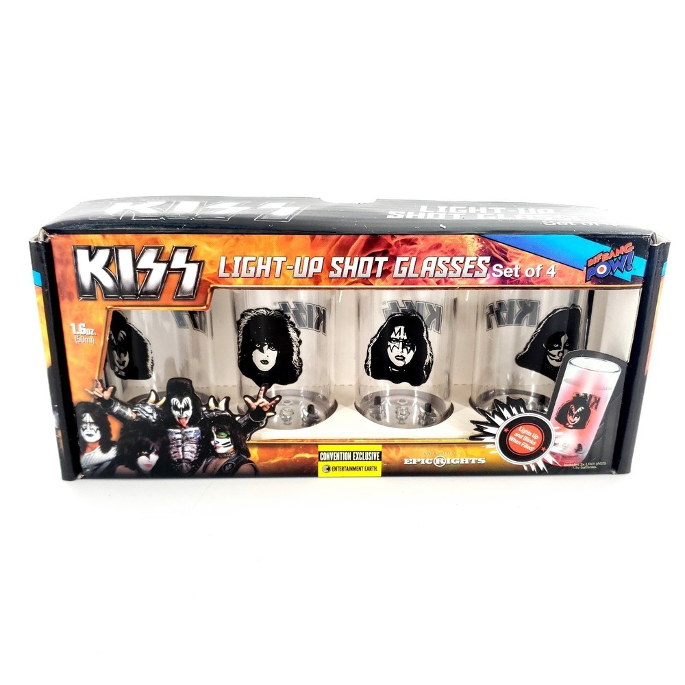 KISS Light Up Shot Glasses Set Of 4 Epic Rights Convention Exclusive #0733/1056